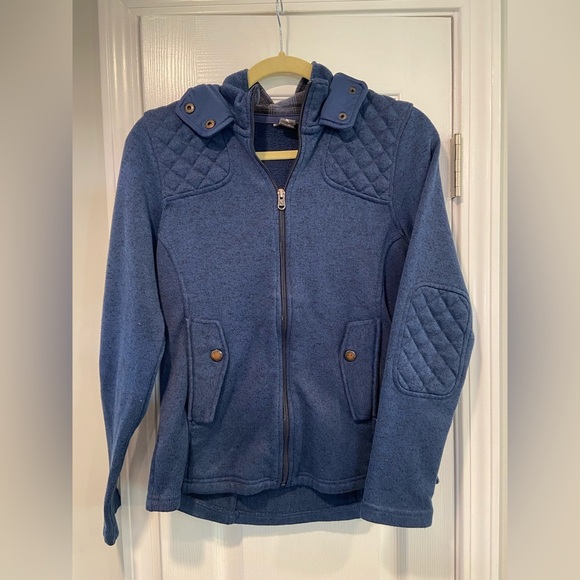 Eddie Bauer Size M Sweater Fleece Full Zip Hooded Quilted Mock Neck Jacket - Picture 9 of 13